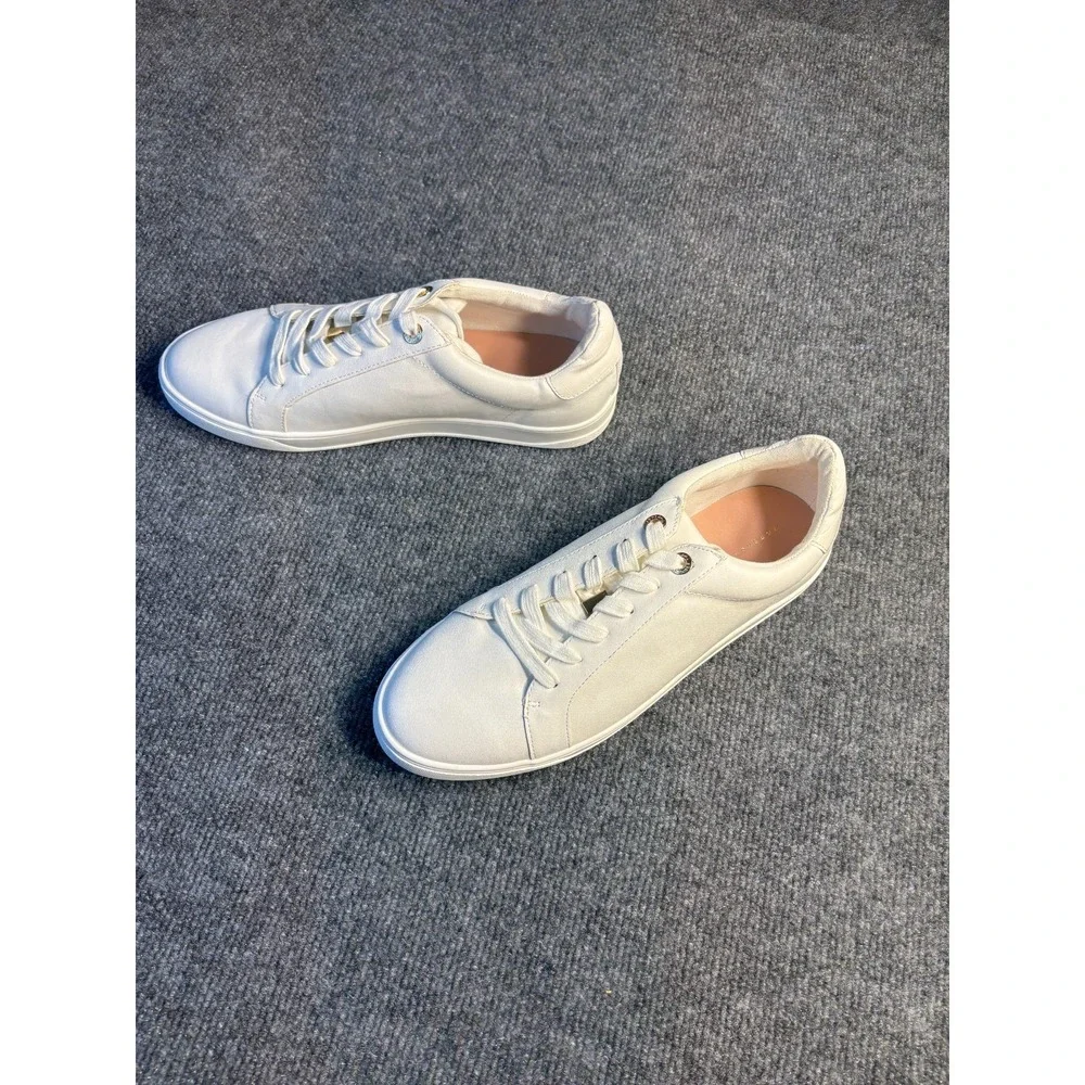 Topshop Cabo Sneakers Womens Size 11.5 White Leather‎ Round Toe Low Top Lace Up